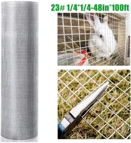 ZUN 48inx100ft 1/4 in 23 Gauge Hardware Cloth Welded Cage Chicken Fence mesh Rolls Square Chicken 23962242