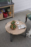 D32" x 18" Farmhouse Round Wooden Round Coffee Table with Metal Legs W2078P147520