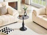 Small metal side table, vintage matte black round side table with a glass top measuring W1151P447641