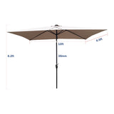 ZUN 10 x 6.5t Rectangular Patio Solar LED Lighted Outdoor Umbrellas with Crank and Push Button Tilt for W65642333