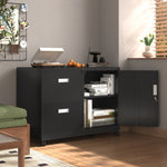 ZUN Metal Office Cabinet with 2 Drawers & Adjustable Shelves, Mobile Lateral Filing Cabinet with Lock 73468898