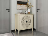 Hollow-Carved 2 Door Accent Cabinet Sideboard Buffet Storage Cabinet with Adjustable Shelf for W688P225282