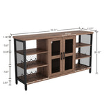 ZUN Industrial Wine Bar Cabinet, Liquor Storage Credenza, Sideboard with Wine Racks & Stemware Holder 88246051