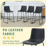 A set of 2 Modern Minimalist Style PU Material Bar Stools - Black, suitable for kitchen, bar, and W3226P279064