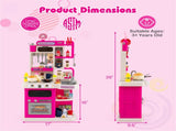 Pink Kids Corner Play Kitchen with Realistic Sounds, Lights & Steam, 95PCS Accessories Pretend 50729014