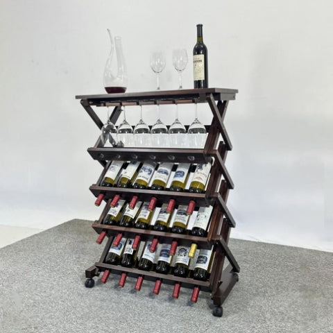 ZUN 26 Bottles Freestanding wine rack,Wine Storage Rack, Freestanding Display Rack for Kitchen, Pantry, W2221P191954