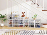 White Small 24-Piece Shoe Storage Box Set 33x23x14cm, Plastic Mesh & Stackable Design 02297430
