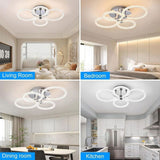 Modern LED Flush Mount Ceiling Light with Dimmable Remote Control, 6Rings Acrylic for Bedroom, 98567404