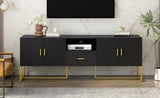 ZUN U-Can Modern TV Stand for TV up to 70 Inches,TV Cabinet with 1 Drawer, 2 Cabinets and Metal Legs, N724P198472B