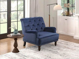 Luxurious Room Accent Chair 1pc Blue Velvet Upholstered Button Tufted Nailhead Trim Modern B011126019