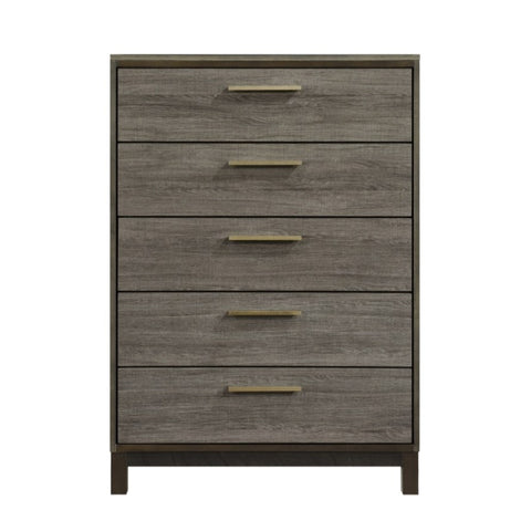 ZUN Contemporary Styling 1pc Chest of 5x Drawers with Antique Bar Pulls Two-Tone Finish Wooden Bedroom B01167249