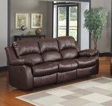 Comfortable Double Reclining Sofa 1pc Brown Color Bonded Leather Match Solid Wood Plywood Frame B01166579