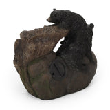 22.0" High DATONA FOUNTAIN Outdoor Weather Resistant Floor Fountain with Light, Light Brown Black 71778.00LBLK