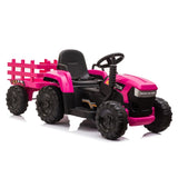 ZUN 12V Kids Ride On Tractor with Trailer, Battery Powered Electric Car w/ Music, USB, Music, LED W2181137658