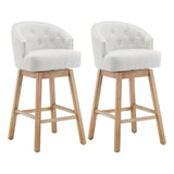 33.25" Swivel Counter Stools Set of 2, Upholstered Counter Height Bar Stools with Solid Rubber Wood WF532109BGE