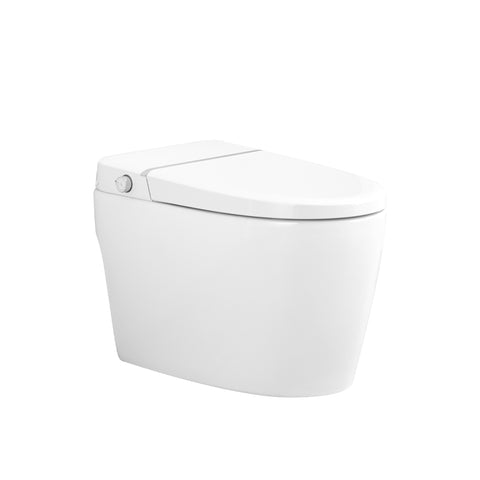 ZUN Smart Toilet Bidet Combo with Foot Sensor Open Cover/Seat, Self-Cleaning Nozzle, Heated Seat, Night W1219P243771