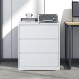 ZUN Lateral File Cabinet 3 Drawer, White Filing Cabinet with Lock, Lockable File Cabinet for Home 01157395