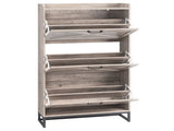 Barn door three-drawer cabinet with top panel shoe cabinet particleboard 80*24*145cm washed gray 24408365