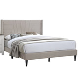Light Brown Color 1pc Queen Size Bed Burlap Fabric Headboard Upholstered Bedroom Furniture Platform B011P145821