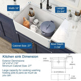 24 Inch White Fireclay Farmhouse Sink-24x 16 White Farm Sink for Small Kitchen and Laundry, Apron W1386P313111
