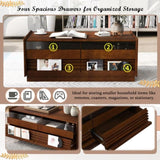 U-Can Modern Rectangle Coffee Table 4 Drawers and 2 Display Shelves, 47.2" Wood Coffee Table N724P286421D