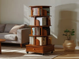 Rotating Bookshelf with Drawer, 360 Display 5 Tier Corner Bookshelf for Small Space, Floor Standing W2641P329214