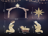 6ft Brown Roof 190LED Lights Nativity Scene Garden Jesus Decoration 09152925