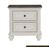 Antique White and Brown-Gray Finish1pc Nightstand of Drawers Black Knobs Traditional Design Bedroom B01160812