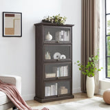 Glass display cabinet 4 Tier Glass Display Cabinet Storage Curio Cabinet with Flip up Glass Doors, W2275P206601