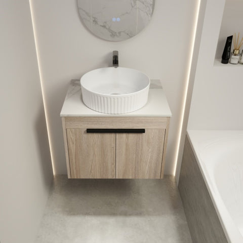 ZUN 24 " Modern Design Float Bathroom Vanity With Ceramic Basin Set, Wall Mounted White Oak Vanity With 94581805