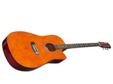 Brown 41-inch Dreadnought barrel-shaped cutaway acoustic guitar with pick, strings, capo, gig bag, 95446396