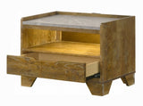 Transitional Brown Finish Nightstand With LED Light USB Ports Wooden Bedroom Furniture 1pc Bedside B2741P411507