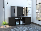 ZUN Falmouth Rectangle 3-Shelf TV Stand Black Wengue B06280393