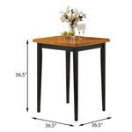 ZUN Oak and Black 5-piece Counter Height Set with Saddle Stools B062P189100