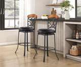 1pc Pub Height Swivel Chair Faux Leather Upholstered Black Metal Frame Dining Furniture B011P287698