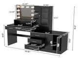 Large Makeup Vanity with Lights, Vanity Table with Charging Station, Vanity Desk with Mirror and 10 34862814