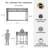 ZUN Adam sturdy junior twin loft bed black for kids, space saving, Loft Bed with easy climbing Ladder B083P168426