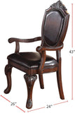 Gorgeous Formal Set of 2 Arm Chairs Brown Color Rubberwood Dining Room Furniture Faux Leather B01180915