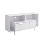 ZUN Modern TV Stand with Two Shelves and Two Drawers - White B107131410