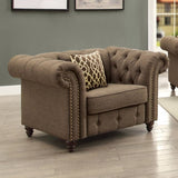 Brown Tufted Accent Chair with Pillow B062P209145