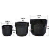 Handmade Ceramic Planter Set of 3, 15/14/9 Inch Diameter, Black Ribbed Pattern, for Succulents W3273P321472