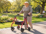 2-in-1 Rollator Walker with Seat , 8-Inch Large Wheels & Versatile Braking System, Adjustable 98657436