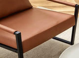 Set of 1 Classic Brown PU Leather and Metal Frame Sofa -Ergonomically designed, a perfect blend of W3875P378627