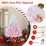 5ft Pink&White Xmas Tree - Flocked Snow-Melt Design, Sturdy Metal Stand, 456 Tips, Fireproof & 49245633