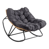 Oversized Rattan Papasan Chair, Outdoor Steel Wicker Rocking Seating with Thick Padded Cushion for 04284063