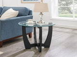 23.5 inch round glass table, black round table center table with glass top, small W487P317840