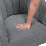 1pc Modern Swivel Accent Chair Dark Gray Boucle Upholstery Solid Wood Foam Seat Cushion Unique Style B011P308016