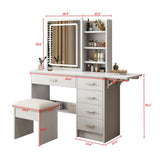 Fashion Vanity Desk Mirror and Lights for Makeup open shelves and Chair, Vanity Mirror W509P173272