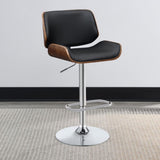 ZUN Black and Chrome Adjustable Bar Stool B062P153495