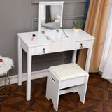 ZUN Flip Single Mirror Double Drawers Straight Feet Dresser White 53998961